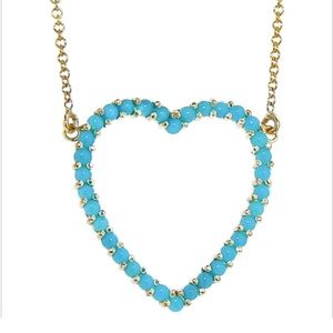 Jennifer Meyer Large Turquoise Open Heart in 18k gold